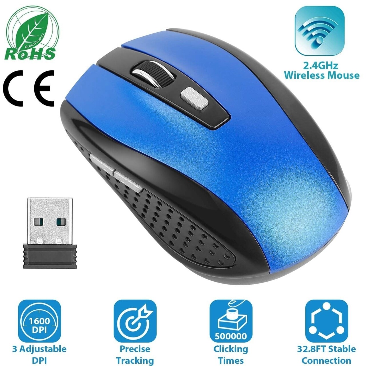 2.4G Wireless Gaming Mouse Optical Mice With Receiver 3 Adjustable Dpi 6 Buttons